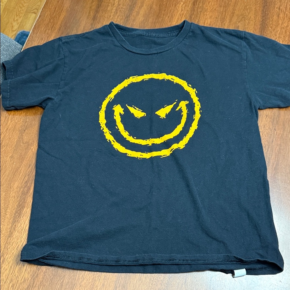 Youth T-Shirt with Yellow evil Smiley Face